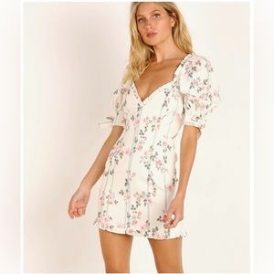 For Love & Lemons Rose Stripe Mini Dress Ivory